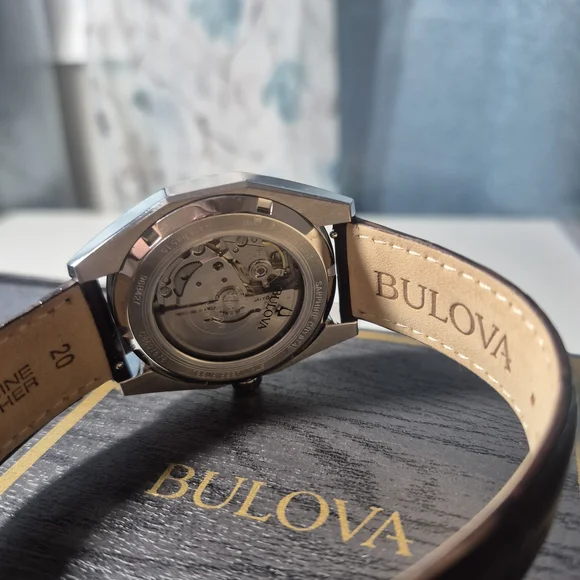 Bulova Surveyor Automatic Green Dial Brown Leather Strap Watch 39mm - 96B427